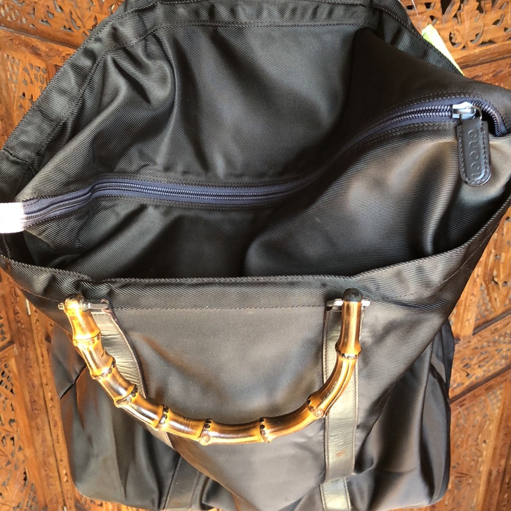 Huge Gucci Brown Vintage Gucci Bamboo Handle Bag